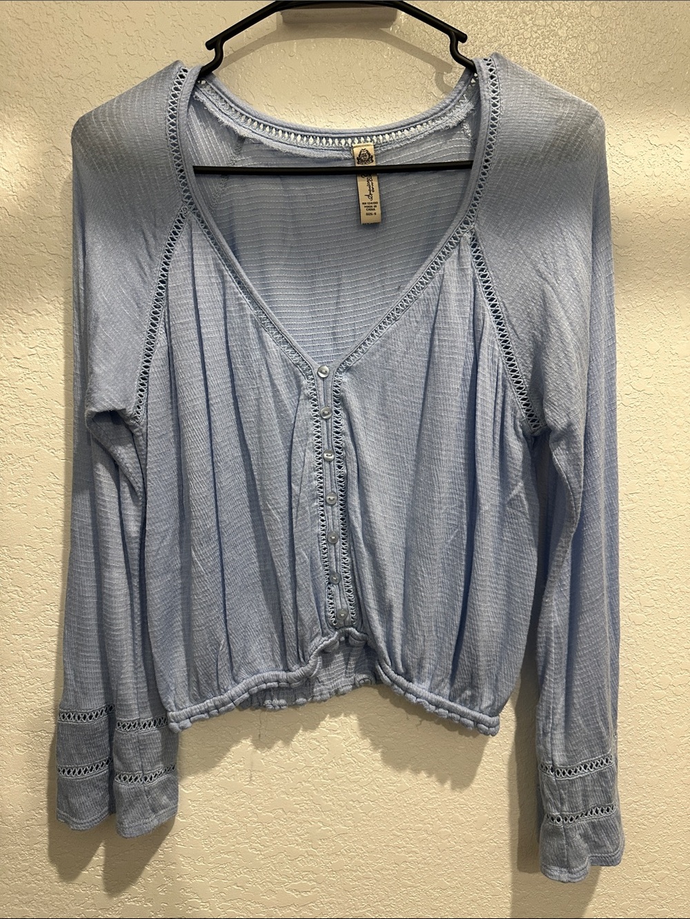 American Rag Light Blue Long Sleeve Button-Front Top